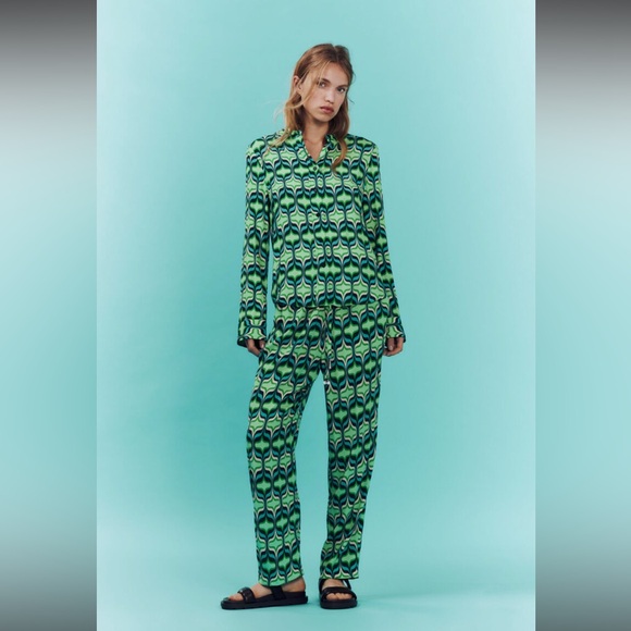 Zara Multicolored Print Pajama Style Pant - Picture 9 of 9